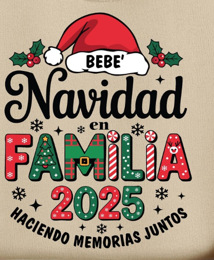 Camisetas Feliz Navidad 2025 - Juntos en Familia con Amor y Paz. Personalice su camiseta: Seleccione el diseño de su preferencia, la talla y el color de camiseta.