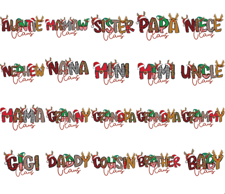 Destiny's Glory Christmas Holiday Press-On T-Shirt Designs - Festive Iron-On Transfers. Choose your design, t shirt color & size.