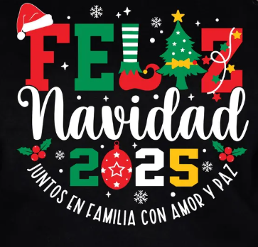 Camisetas Feliz Navidad 2025 - Juntos en Familia con Amor y Paz. Personalice su camiseta: Seleccione el diseño de su preferencia, la talla y el color de camiseta.