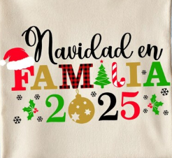 Camisetas Feliz Navidad 2025 - Juntos en Familia con Amor y Paz. Personalice su camiseta: Seleccione el diseño de su preferencia, la talla y el color de camiseta.
