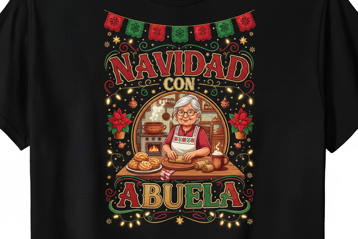 Camisetas Feliz Navidad 2025 - Juntos en Familia con Amor y Paz. Personalice su camiseta: Seleccione el diseño de su preferencia, la talla y el color de camiseta.