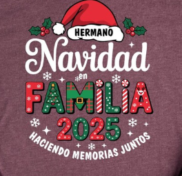 Camisetas Feliz Navidad 2025 - Juntos en Familia con Amor y Paz. Personalice su camiseta: Seleccione el diseño de su preferencia, la talla y el color de camiseta.