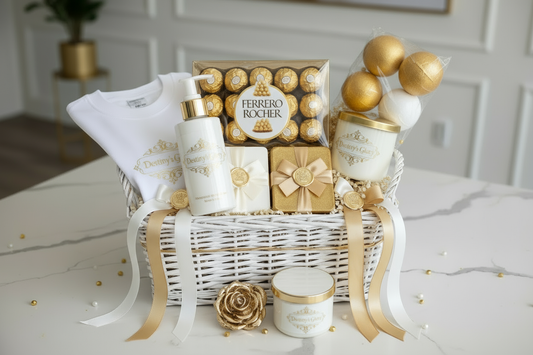 Destiny's Glory Elegant White Christmas Gift Basket - Premium Collection. Choose your design, color, and t shirt size